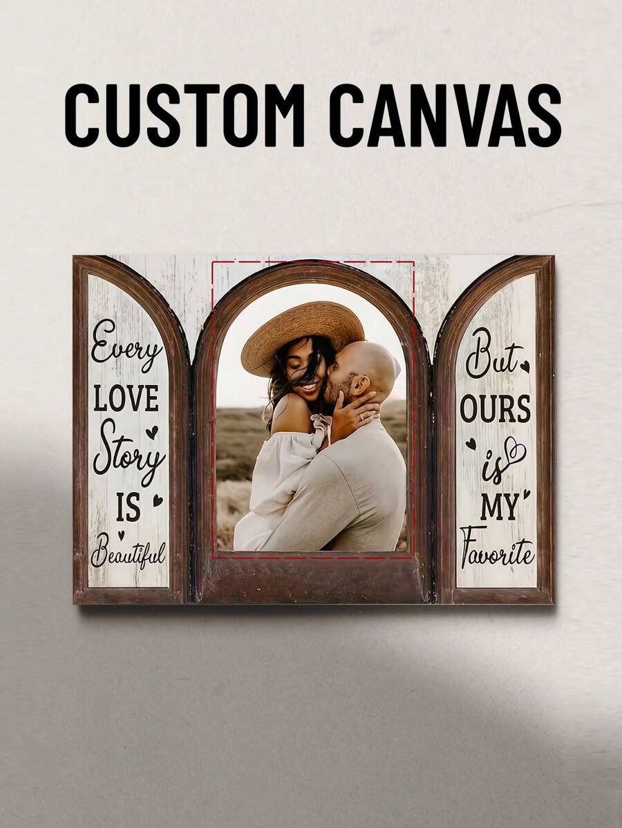 1 件带框照片帆布印刷品、最佳朋友照片、家庭照片帆布、圣诞礼物创意、定制帆布印刷品、图片到帆布