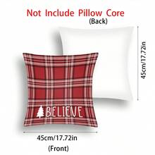 4 件/1 件圣诞树、雪人和格子印花装饰靠垫套、圣诞节节日派对家居装饰沙发抱枕套 - 彩色 - 查看 2