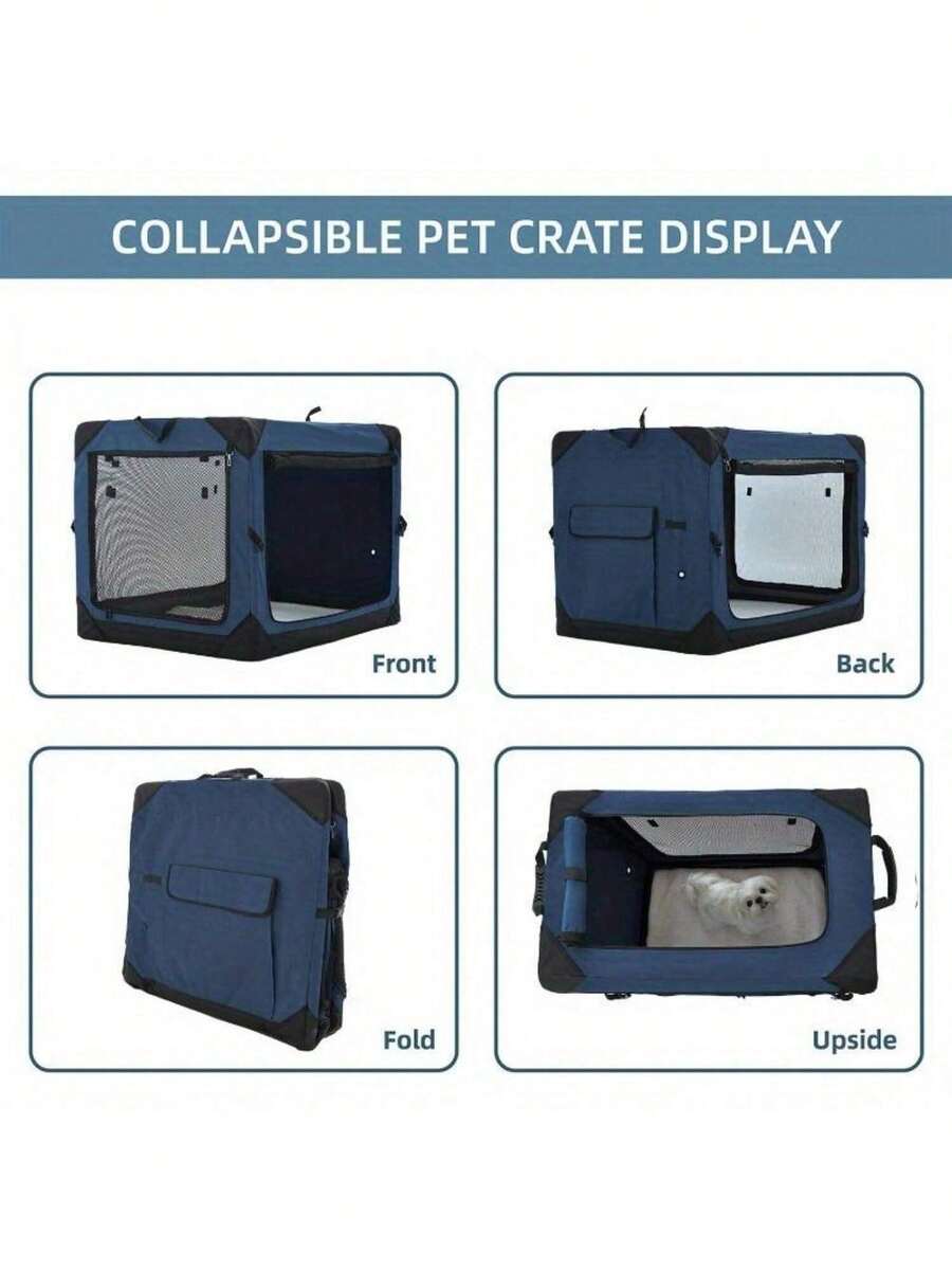 36 Inch Collapsible Crate For Large Dogs, 4Door Foldable Soft Kennel