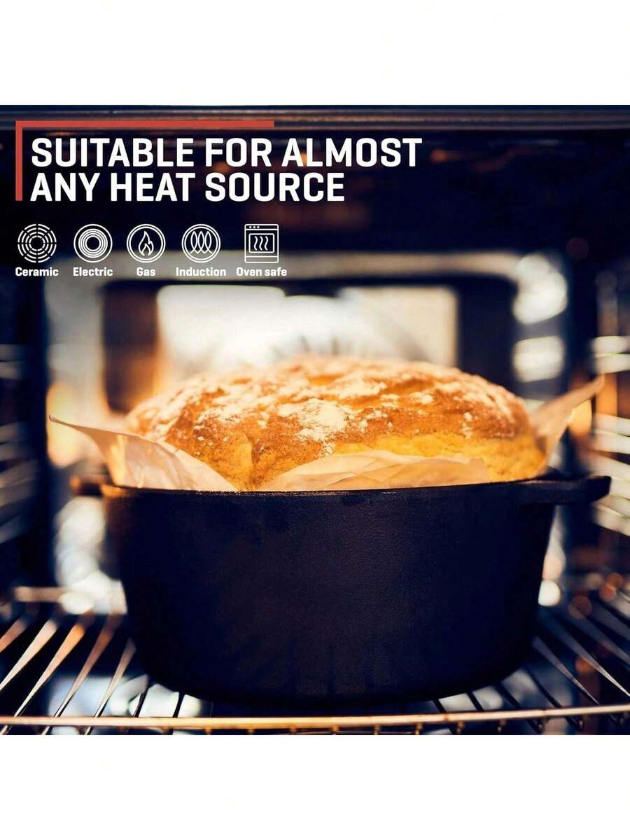 2in1 Dutch Oven Large 5 Quart Dutch Oven Pot With Lid, Seasoned Cast