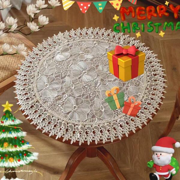 Mantel de mesa de centro de estilo europeo, mueble para TV, tela de encaje, bufanda de cómoda de estilo americano, cubierta redonda antidust, manteles individuales, decoración de mesa para fiestas de Acción de Gracias/Navidad/Halloween