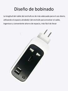 Regleta de Alimentación,Extensor de salida,Regleta De Enchufes Toma 3 en 1, toma portátil, 2USB y 1 tomas , 110V, 750W,para oficina, mesita de noche, viaje - Tipo de Enchufe A USA (110-127V) - Ver 7