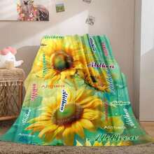 定制向日葵毛毯，现代涤纶长方形，柔软温暖，适合客厅、沙发、床、户外旅行，是圣诞节、万圣节、生日、节日的完美个性化礼物 - 預設 - 查看 3