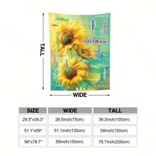 定制向日葵毛毯，现代涤纶长方形，柔软温暖，适合客厅、沙发、床、户外旅行，是圣诞节、万圣节、生日、节日的完美个性化礼物 - 預設 - 查看 2