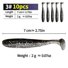 10pcs/20pcs Bicolor T-Shaped Soft Fishing Lures, Smooth Bent-Mouthed Chub Baits, Suitable For Fresh Water And Saltwater Realistic Soft Baits, Fishing Gear, Fishing Accessories