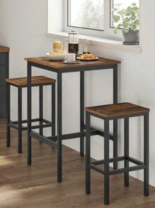 VASAGLE Bar Table, Square Tall Table, Heavy-Duty Steel Frame, 60 X 60 X 90 Cm, Easy Assembly, For Living Room Kitchen, Industrial Style, Rustic Brown And Black - Chocolate Brown - View 2