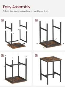 VASAGLE Bar Table, Square Tall Table, Heavy-Duty Steel Frame, 60 X 60 X 90 Cm, Easy Assembly, For Living Room Kitchen, Industrial Style, Rustic Brown And Black - Chocolate Brown - View 9