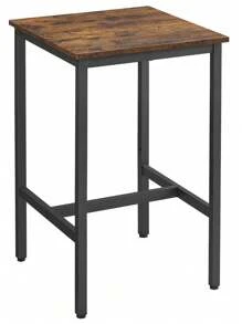 VASAGLE Bar Table, Square Tall Table, Heavy-Duty Steel Frame, 60 X 60 X 90 Cm, Easy Assembly, For Living Room Kitchen, Industrial Style, Rustic Brown And Black - Chocolate Brown - View 10
