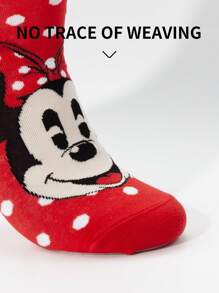 Disney DISNEY 1 Pair Of Disney Mid-Calf Socks, Mickey Mouse Print, Minnie Mouse Print, Hip Socks, Mid-Calf Socks, Men's Socks, Women's Socks, Soft And Comfortable, Casual And Fashion, Suitable For Daily Wear Use, Suitable For Sending Friends