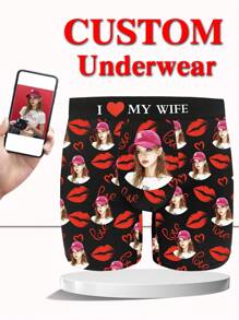 Cuecas boxer personalizadas impressas com estampa para o Dia dos Namorados, com elasticidade e confortáveis, para uso diário, 1 peça Cachorro Adorável, Simples, Engraçado, Confortável, Personalizado, Único, Presente Personalizado Ideal para Homens/Mulheres, Presente ideal para Namorado, Amigos, Quarto, para Casamentos, Feriados, Aniversários