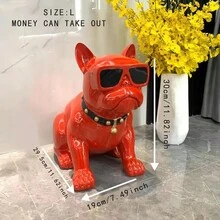 1 件独特树脂法国斗牛犬存钱罐 - 装饰罐 - 异想天开的坐狗雕像，适合家庭入口或客厅装饰，是送给朋友和家人的完美生日礼物，有黑色或白色可选，各种尺寸（大/中/小），具有现代风格 - 彩色 - 查看 11