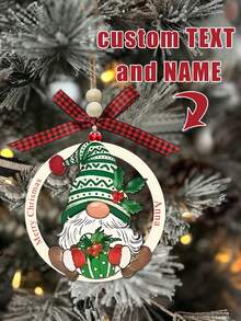 定制木制圣诞树装饰 - 多种款式可选，3.54 * 3.94 英寸，手工制作，传统，人造木材，圣诞树挂饰，节日派对，冬季仙境 - 送给家人和朋友的完美礼物 - 彩色 - 查看 1