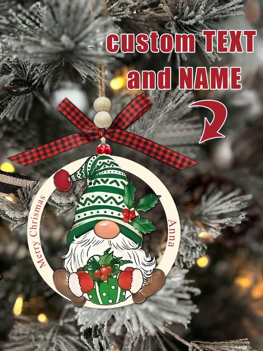 定制木制圣诞树装饰 - 多种款式可选，3.54 * 3.94 英寸，手工制作，传统，人造木材，圣诞树挂饰，节日派对，冬季仙境 - 送给家人和朋友的完美礼物 - 彩色 - 查看 1