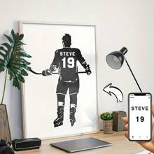 1pc Customized Black & White Sports Poster, Personalized Name Wall Art Canvas Poster For Home Decor, Ice Hockey Soccer Canvas Prints For Living Room Boys Bedroom Decor, Perfect Gift And Decoration, Frameless, Valentine Day, Valentine Day Decor, Ornamental, Anti-Mold, Reusable, Adorable, High-Quality, Cute, Vintage, Colorful, Custom, Son, Daughter,Souvenirs,Reusable,Adorable,High-Quality,Elegant Living,Artful Living - Multicolor - View 6