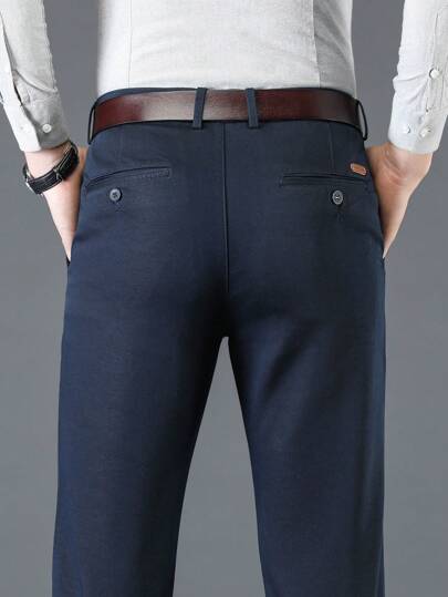 Pantaloni lunghi semplici monocromatici con tasche, per pendolari, pantaloni casual da indossare tutti i giorni