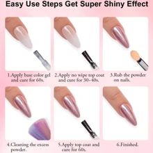 6 Colors Set - Gold Chrome Nail Powder, Mirror Effect Metallic Holographic Iridescent Pearl Glitter Chrome Nail Powder In Rose Gold, White, Pearl, Nail Art DIY Salon Supplies - 彩色 - 查看 6