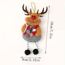 Set de 4 adornos colgantes navideños - Papá Noel, muñeco de nieve, reno y oso, apropiados para árbol, hogar, escena, habitación, decoración de ventana, decoración de fiesta festiva - Multicolor - Ver 3