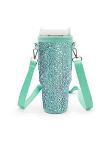 1pc High-Capacity Diving Material 40oz Insulated Cup Sleeve With Rhinestone Decoration, Adjustable Multi-Functional Cup Sleeve For Outdoor Activities Water Bottle
