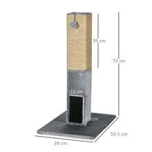 PawHut Cat Tree Scratching Post For Indoor Cats 79cm Jute Scratcher Climber W/ Carpet Base Dangling Toy - Grey - View 5