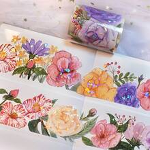 1卷和纸胶带，PET 装饰胶带，适用于日记本、规划师、剪贴簿用品、花卉透明设计贴纸 DIY 防水艺术品 - 彩色 - 查看 13