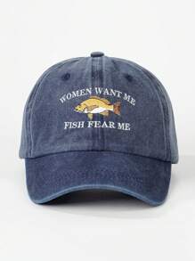 1 chiếc Mũ lưỡi trai bóng chày thêu "Fish Fear Me" dành cho nữ, có thể điều chỉnh, chống nắng, thường ngày, thích hợp cho hoạt động ngoài trời, du lịch mùa xuân-thu và kỳ nghỉ bãi biển, phong cách Y2K dành cho cả nam và nữ - mũ bóng chày - Xem 3