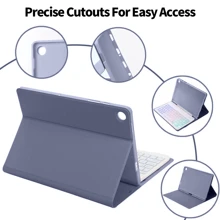Detachable Colorful Backlit Bluetooth Keyboard Case, Ultra-Thin Lightweight Stand Protective Cover With Pen Slot (Excluding Apple Pencil), Compatible With Samsung Galaxy Tab / / Pad SE (Lavender Purple) - Lavender Purple - View 5