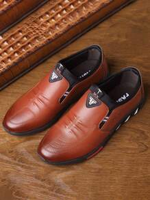 Fashion Business Men Brown Formal Shoes, British Style Thick-Soled Non-Slip Oxfords, Versatile Casual Shoes, Suitable For Weddings, Banquets, Parties, Shopping And Daily Wear - 棕色 - 查看 6