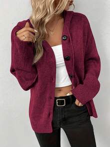 Áo khoác len cardigan dệt kim Y2K trơn màu dành cho nữ, thích hợp mặc thường ngày, hàng ngày, hẹn hò, ở nhà, văn phòng, tiệc tùng, ngày lễ, Halloween, Giáng sinh, Lễ tạ ơn, kỳ nghỉ, trở lại trường, mùa thu/đông - Màu Đỏ Sâu - Xem 1