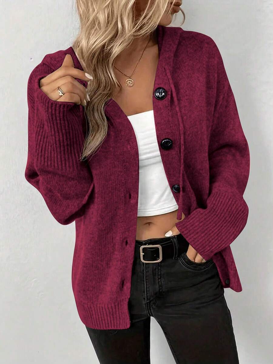 Áo khoác len cardigan dệt kim Y2K trơn màu dành cho nữ, thích hợp mặc thường ngày, hàng ngày, hẹn hò, ở nhà, văn phòng, tiệc tùng, ngày lễ, Halloween, Giáng sinh, Lễ tạ ơn, kỳ nghỉ, trở lại trường, mùa thu/đông - Màu Đỏ Sâu - Xem 1