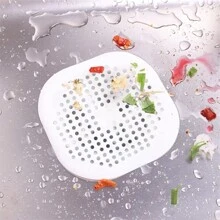 1/2/4 件毛发收集器、淋浴方形排水盖、带吸盘的硅胶毛发塞、水槽防堵塞过滤器、浴缸淋浴地漏塞、硅胶厨房除臭塞、浴室工具 - 白色 - 查看 4