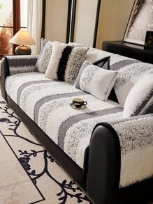 1pc Soft Plush Simple & Warm Textured Sofa Cushion, Suitable For Office, Bedroom, Living Room, Machine Washable, Four Season Use - Grey - View 7