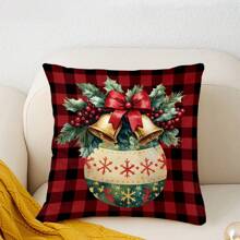 4 piezas/1 pieza Funda de cojín con estampado de cuadros escoceses para decoración navideña, decoración del hogar y fiesta de Navidad para sofá - Multicolor - Ver 11