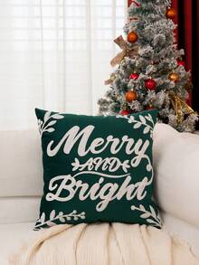 1 vỏ gối sofa Giáng sinh vui vẻ, vỏ gối trang trí Giáng sinh, bông tuyết, thêu vải nỉ mềm, dùng để trang trí mùa đông, vỏ gối sofa phòng khách, đồ trang trí giường, vui vẻ và tươi sáng, quà tặng Giáng sinh - màu xanh lá - Xem 12