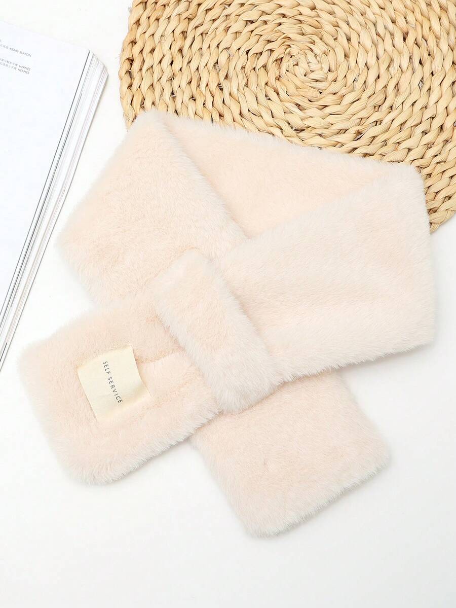 1pc Faux Rabbit Fur Scarf Neck Gaiter For Kids Boys Girls, Fluffy Warm