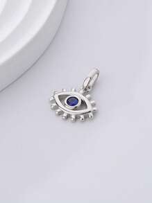 ELSEDES 1pc Unique S925 Silver Devil's Eye Blue Gemstone Pendant Necklace, For Daily Wear - Silver - View 3