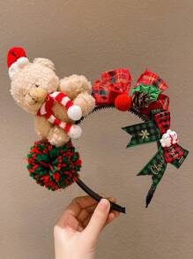 1pc Christmas Hair Hoop Accessory, Colorful Cute Bear Style For Girls