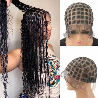 Dubbla helspetsvirkade perukkepsar med naturliga knutar och babyhår för limfri flätad peruk Spets främre flätade perukkepsar för peruktillverkning för olika virkade hårfärger och -typer