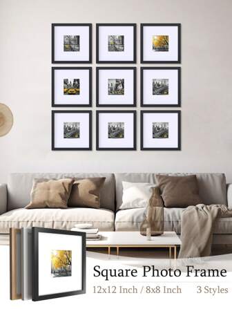 XXBANZHUAN 8x8/10x10/12x12 Inch Square Classic Style Photo Frame, Black/White/Brown Picture Frame, Display Picture 3.5x3.5 Inch (With Mat) Or 8x8 Inch (Without Mat), 20x20cm / 25x25cm / 30x30cm. Perfect For Living Room, Bedroom, Desk, Shelf Or Wall Display, Add Warmth And Personalized Decoration. Birthday, Wedding Anniversary, Holiday Gift, For Star/Moon