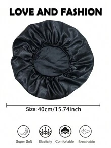 Awegeo Damska jednokolorowa czapeczka z szerokim rondem, elastyczna, satynowa, miękka, wygodna, oddychająca, codzienna pielęgnacja włosów, czapeczka do spania