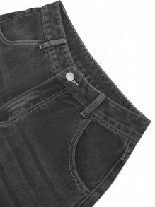 Quần jeans nữ ống đứng màu đen phong cách Y2K, quần jeans dáng rộng thoải mái, quần ống đứng thanh lịch kiểu vintage, thích hợp cho mùa hè 2026. - màu đen - Xem 6