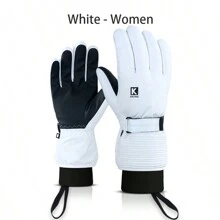 1 paio di guanti da sci professionali per uomo e donna, impermeabili, antivento, caldi, con fodera termica spessa, adatti per moto, motoslitta, sci e snowboard all'aperto, guanti invernali, scaldamani, guanti da neve
