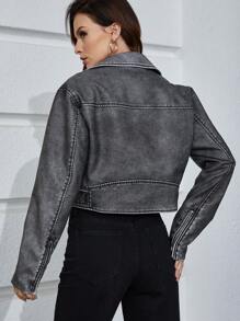 Women Faux Leather Jackets Bomber Cropped Motorcycle Fall Jackets Zip Up Coats Y2k Outfits