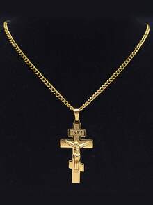 时尚东正教吊坠项链 男女皆宜 不锈钢金色宗教项链 - 項鍊 - 查看 5