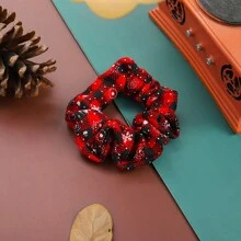 6pcs/Set Christmas Party Polyester Fiber Printed Funny Scrunchies For All Seasons Hair Tie - 6-piece Christmas Hair Band - View 4