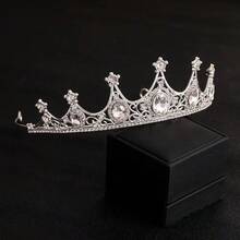 1pc/Vương miện pha lê cô dâu cổ điển Baroque màu đen sang trọng cho công chúa nữ hoàng trang phục dạ hội vương miện mạng che mặt bằng đá quý trang trí Giáng sinh vương miện cưới - Nhiều màu - Xem 14