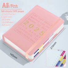 2025 A5 计划本笔记本日程本英文月/周/日计划本日记本学生礼品办公和学校用品文具