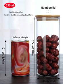 1pc High Borosilicate Airtight Glass Jar With Wooden Lid, Suitable For Storing Coffee Beans, Tea Leaves, Cereals, Candies, Cookies, Dried Fruits & Vegetables, Spices, Salt, Pasta Etc. Moisture-Proof Food Storage Canister, Multi-Size Options, Freeze And Heat Resistant Glass Jar - Multicolor - View 15