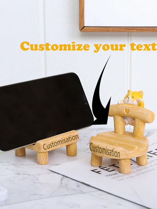 1PC Custom Chair Stool Mobile Phone Stand Lovely Desktop Stand Desk Creative Decoration Shelf Wooden Slouchy Stool