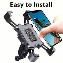 ABS Material Motorcycle & Bicycle Phone Holder, 360 Degree Rotation, Auto Locking Fit Universal Handle, 4-Claw Design, Easy Install GPS Navigation
