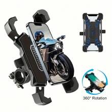 ABS Material Motorcycle & Bicycle Phone Holder, 360 Degree Rotation, Auto Locking Fit Universal Handle, 4-Claw Design, Easy Install GPS Navigation